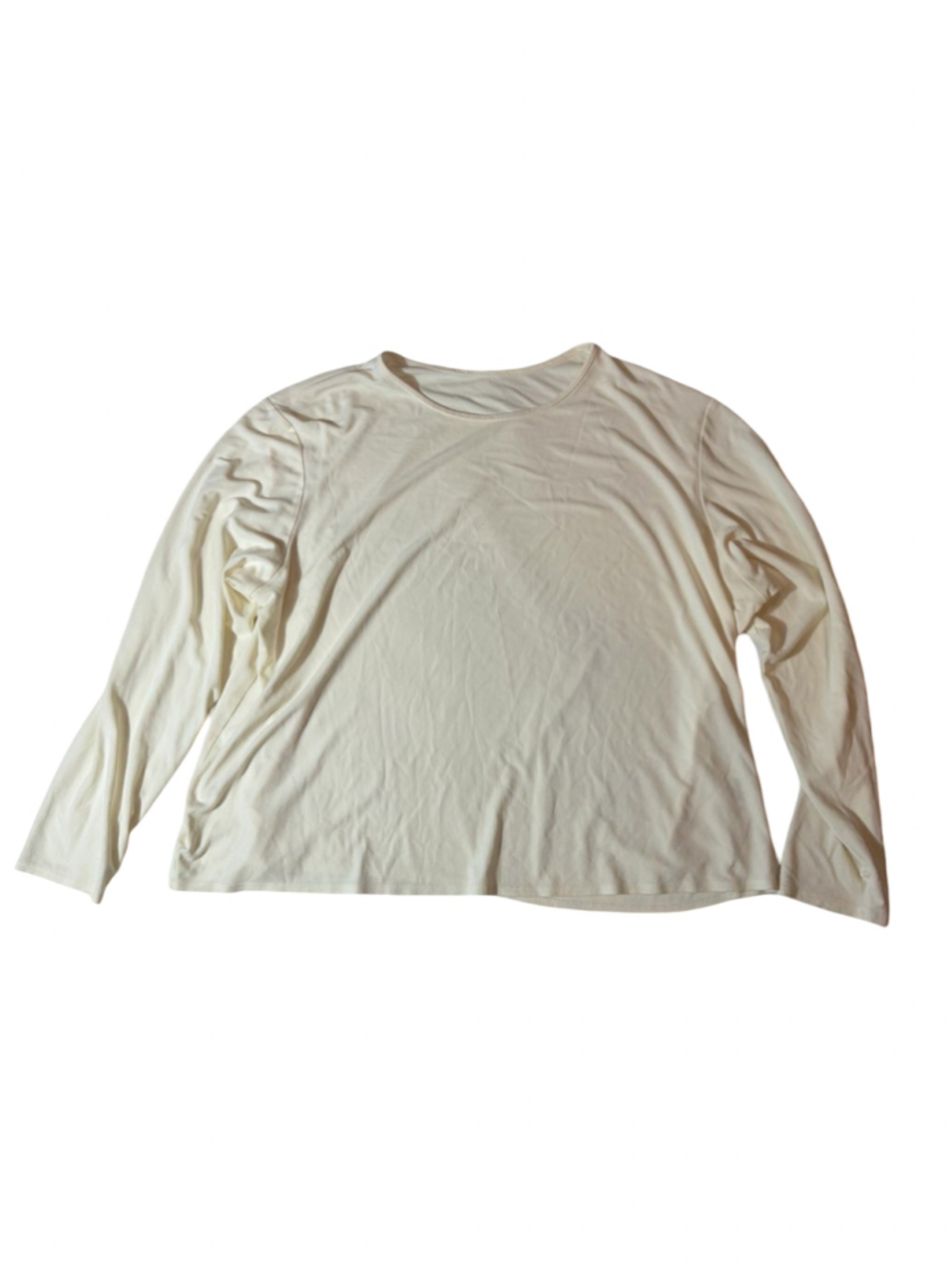 Eileen Fisher 100% Silk Jersey Long Sleeve Top Ivory Minimalist